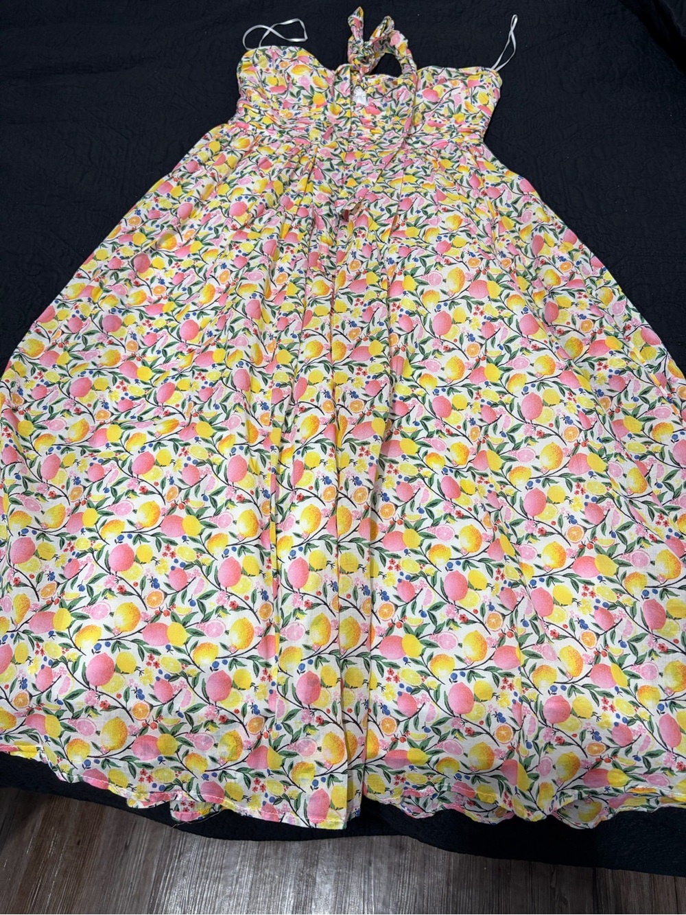 Aqua Lemon & Pink Floral Maxi Skirt